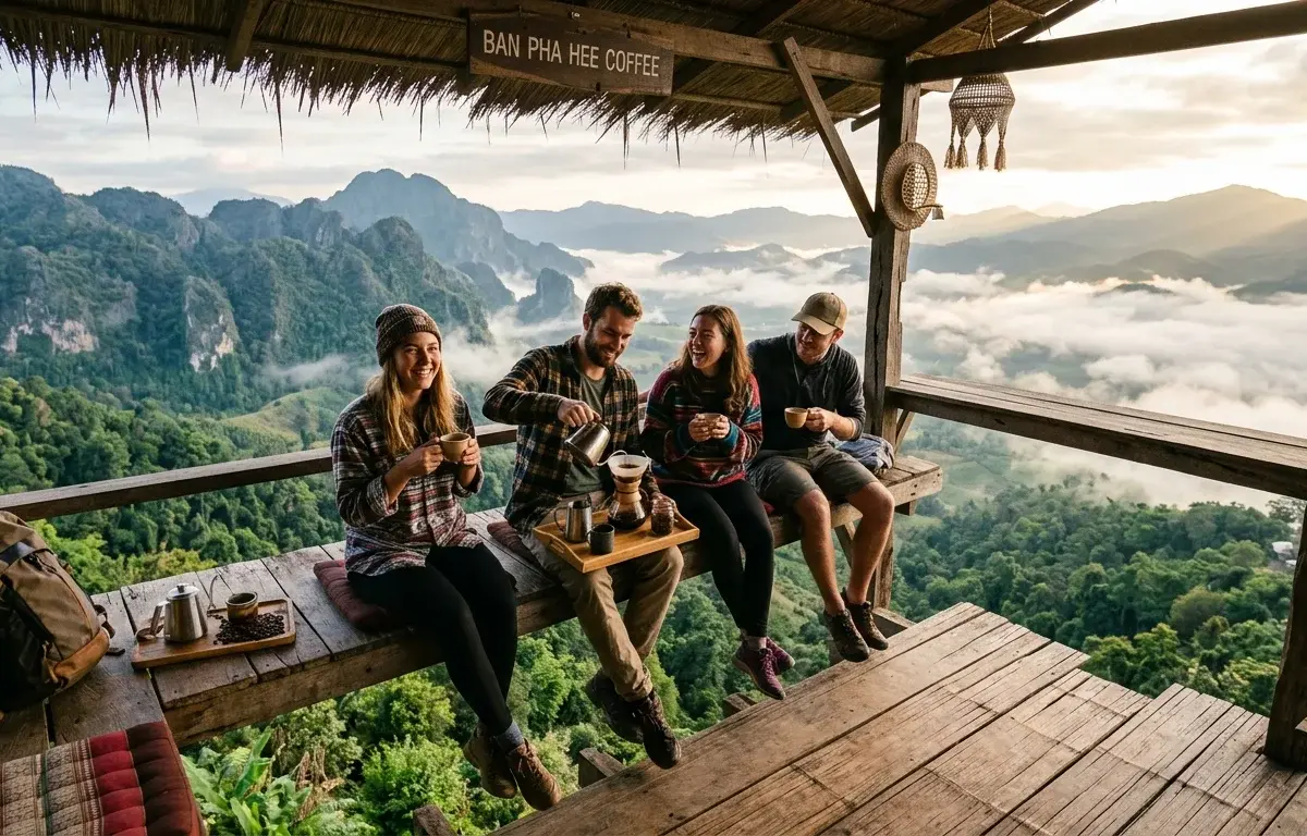 Ban Pha Hee Akha coffee village terrace Chiang Rai